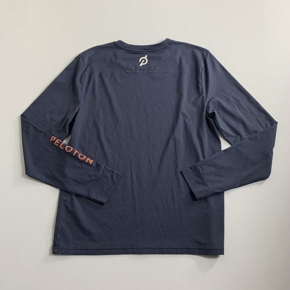 Peloton Shirt Mens Gray Long Sleeve Crew Neck Workout Cycling Adult Size Small - Picture 2 of 9